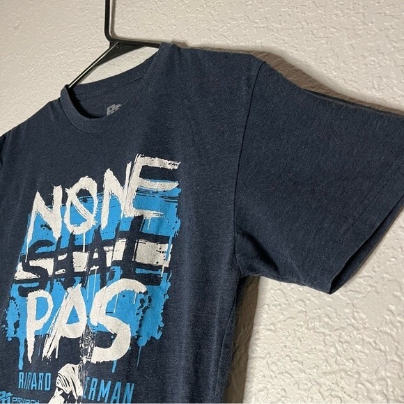Pro Merch Mens Blue Richard Sherman 25 None Shall Pass Cotton Graphic Tee sz S - Picture 5 of 5